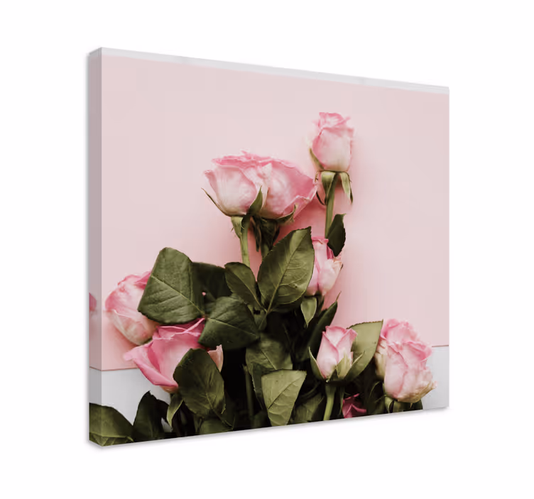 Flowers canvas pink rose bouquet - TenStickers