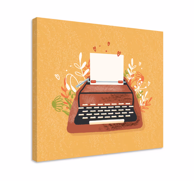 Music canvas art typewriter and flowers - TenStickers