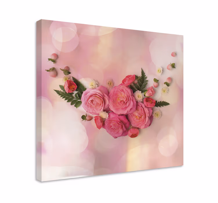 Flowers canvas pink flower bouquet artwork - TenStickers