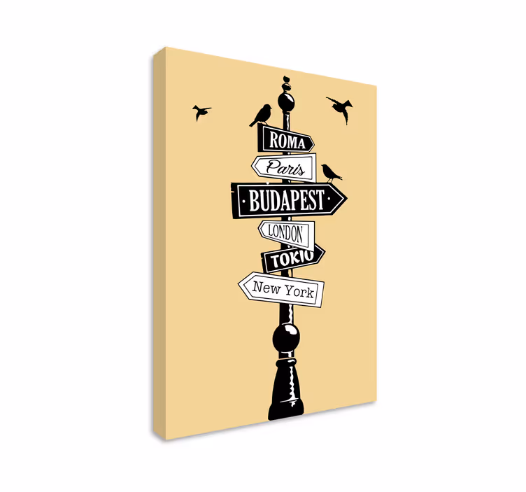 Cities Budapest direction signals city canvas - TenStickers