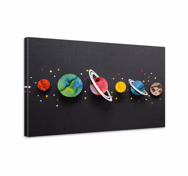 Cartoon planets in line nursery canvas - TenStickers
