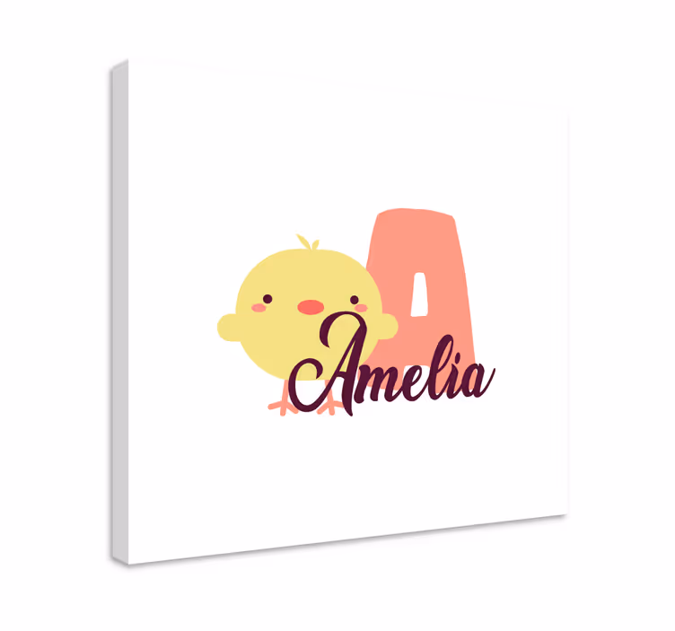 Initial and name with baby girl chick bird - TenStickers