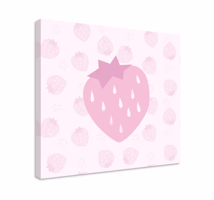 Fruit canvas wall art pink heart strawberry - TenStickers