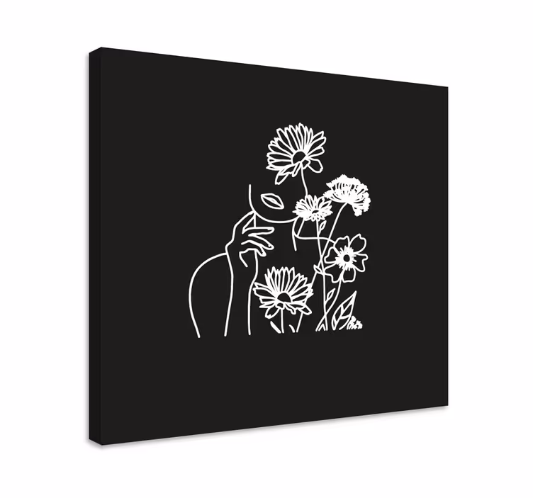 Woman and sunflowers minimalist flower canvas - TenStickers