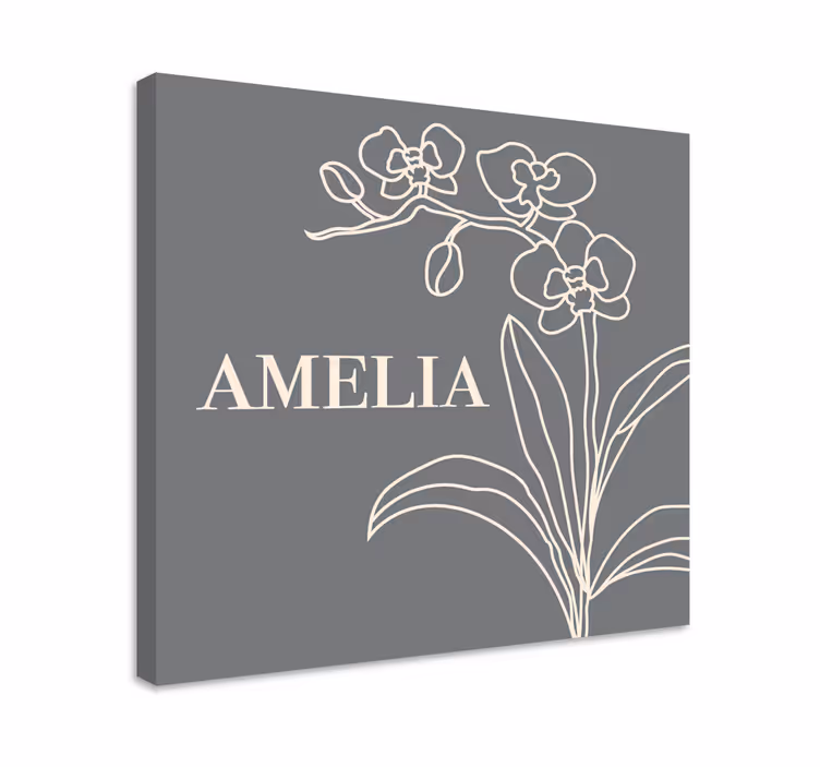 Orchid Line art with branch flower canvas - TenStickers