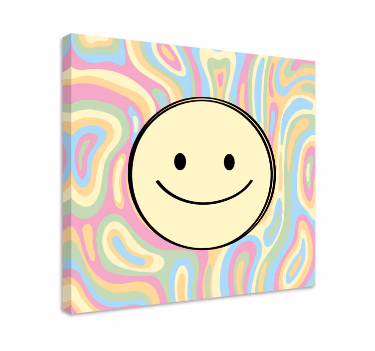 Colorful tie dye smiley face canvas art prints - TenStickers