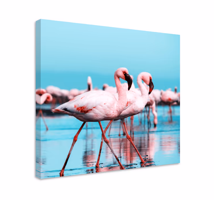 Nice flamingos on the beach canvas wall art for - TenStickers