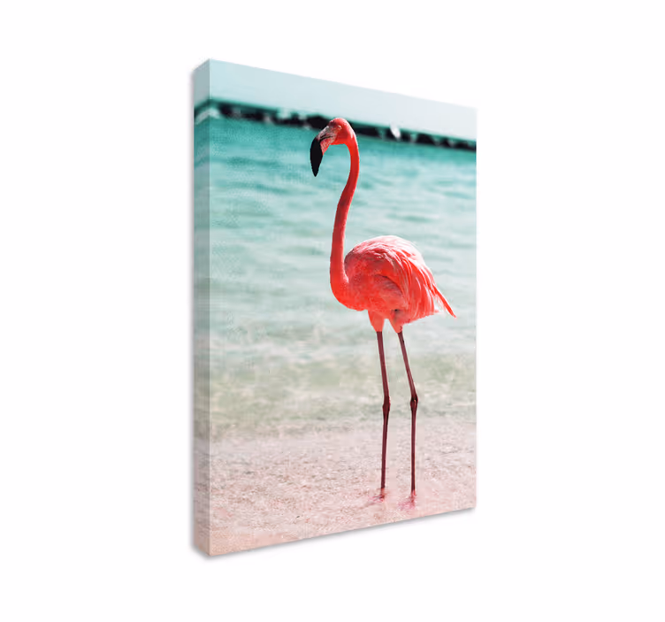 Cute flamingos on the beach canvas wall art - TenStickers