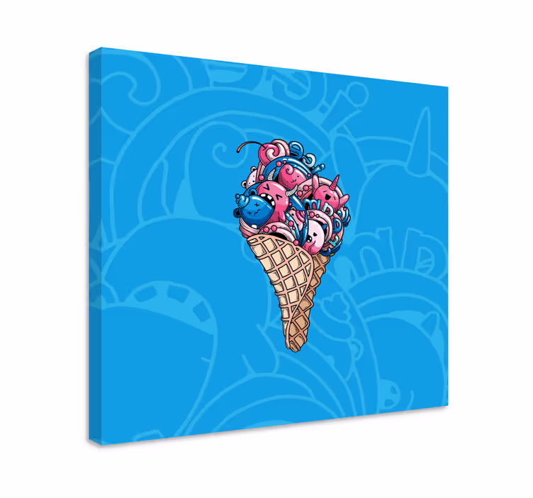 Music canvas art cute ice cream - TenStickers