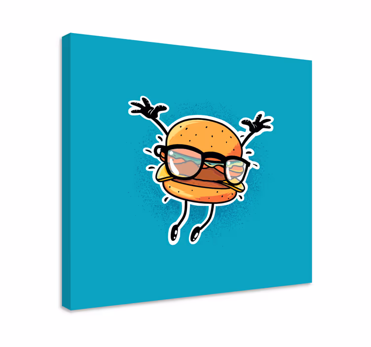 Cheesy burger graffiti cartoon modern canvas - TenStickers