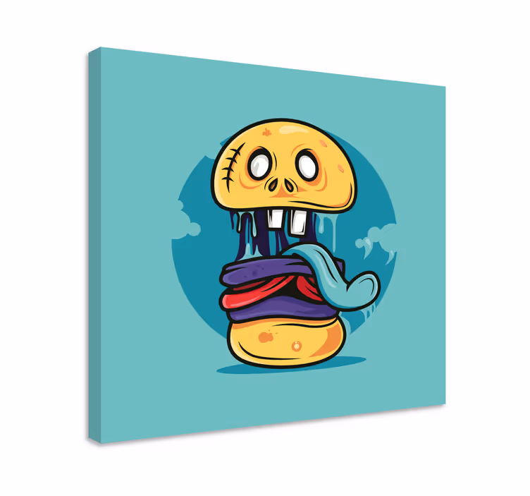 Zombie burger cartoon  modern canvas - TenStickers