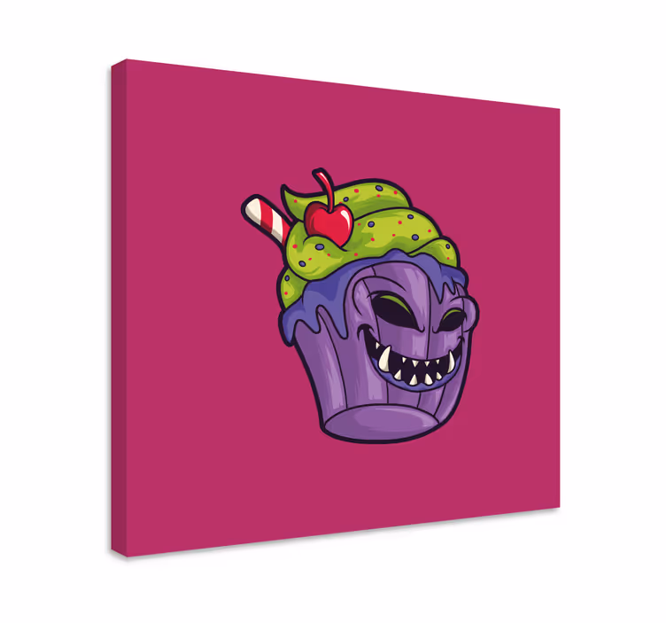 MENACING CUPCAKE CREATURE quote canvas - TenStickers