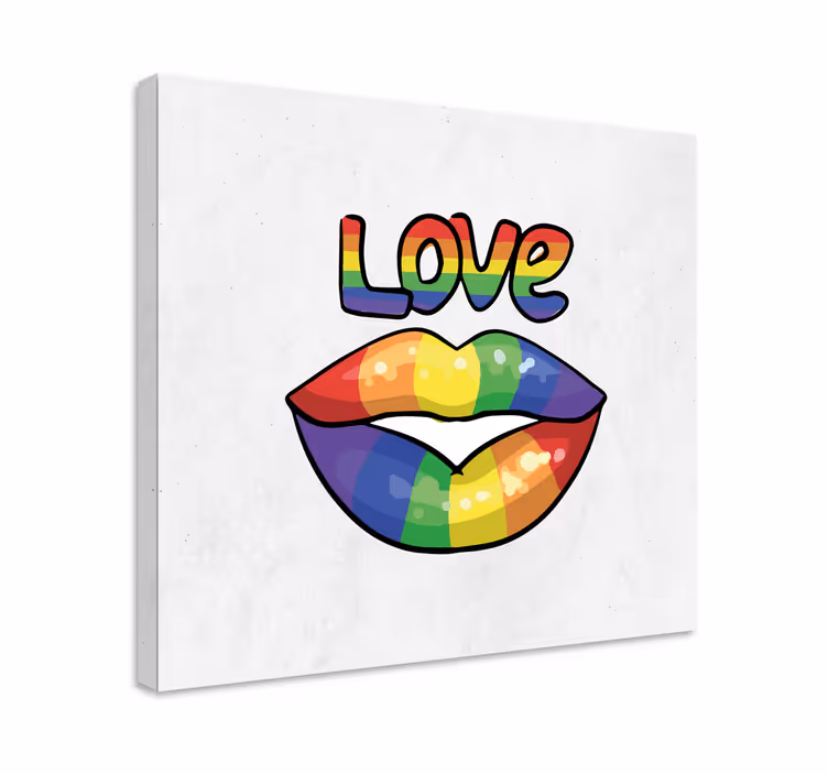 Quote canvas colorful love lips artwork - TenStickers
