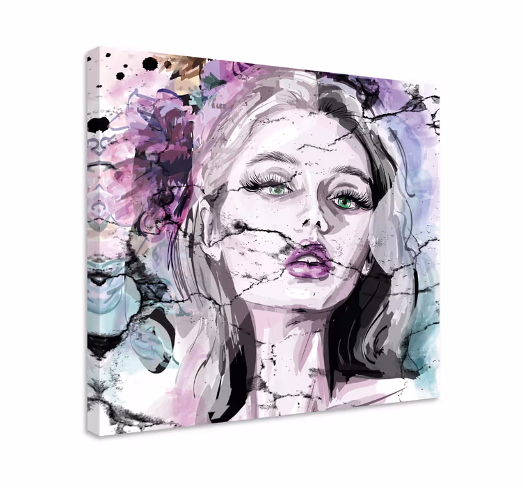 Colorful fashion woman face modern canvas - TenStickers