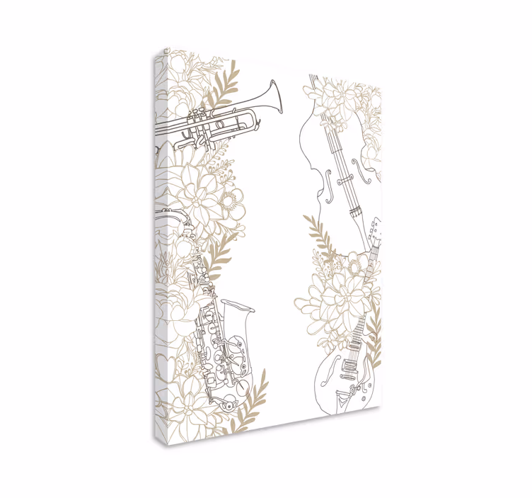 Music canvas art musical instruments in bloom - TenStickers