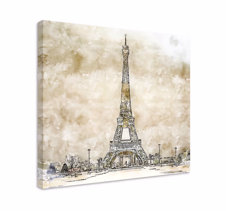 Watercolor Eiffel Tower painting city canvas - TenStickers
