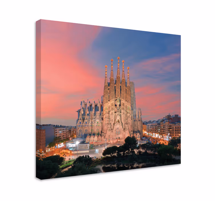 Cityscape wall art sagrada familia sunset - TenStickers
