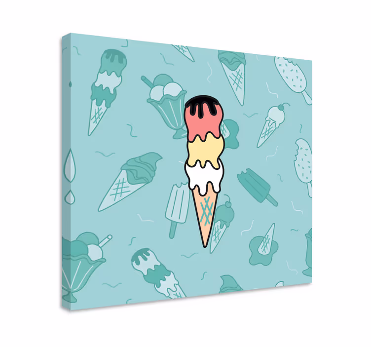 Rustic canvas wall art ice cream cone delight - TenStickers