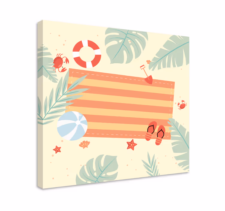 Flowers canvas with coastal landscape elements - TenStickers