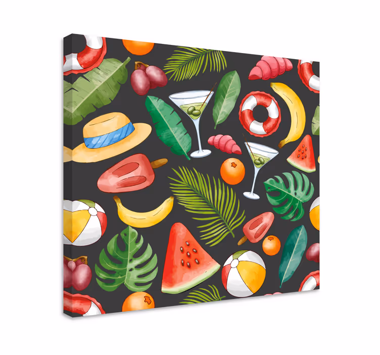 Fruit canvas wall art tropical refreshments theme - TenStickers
