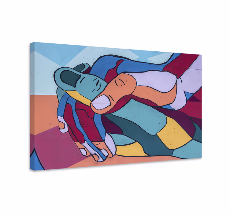 People canvas interlocking hands artwork - TenStickers