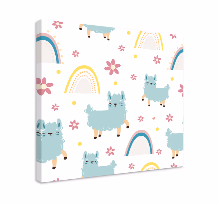 Animal canvas wall art llama and floral - TenStickers