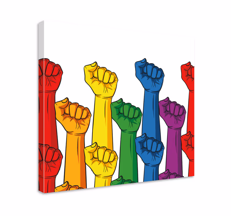 Fist in rainbow colors pride canvas - TenStickers