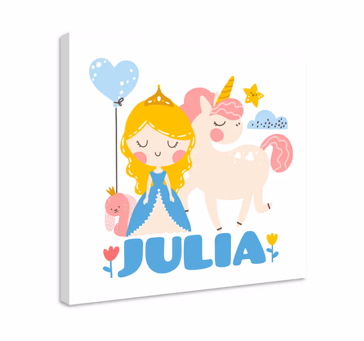 Nursery canvas princess with unicorn art - TenStickers