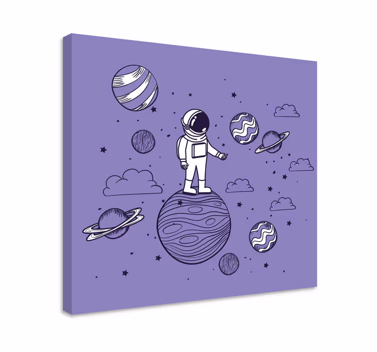 Astronaut draw with planets bedroom wall prints - TenStickers