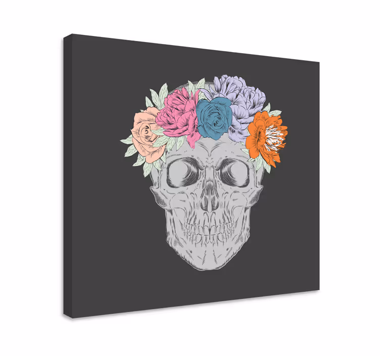 Flowers canvas floral skull arrangement - TenStickers