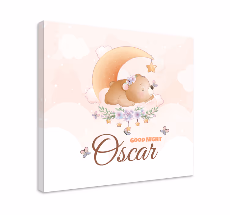Cute bear for boy with name personalised canvas - TenStickers