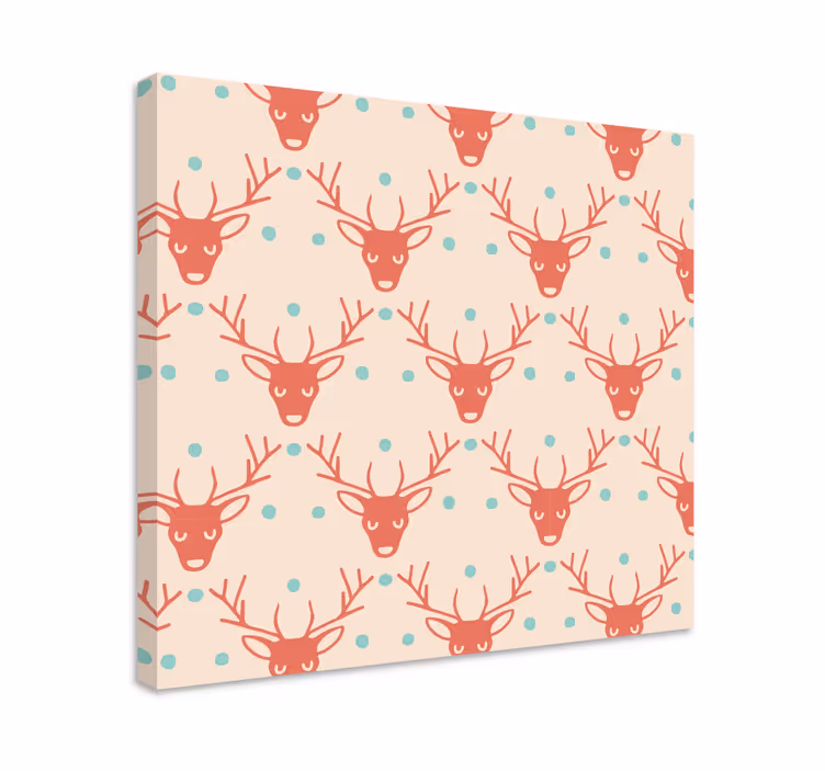 Stag canvas stylized stag heads artwork - TenStickers