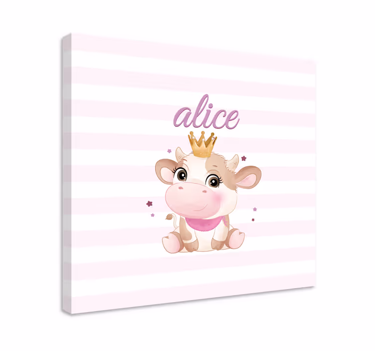 Cute cow princess animal canvas wall art - TenStickers