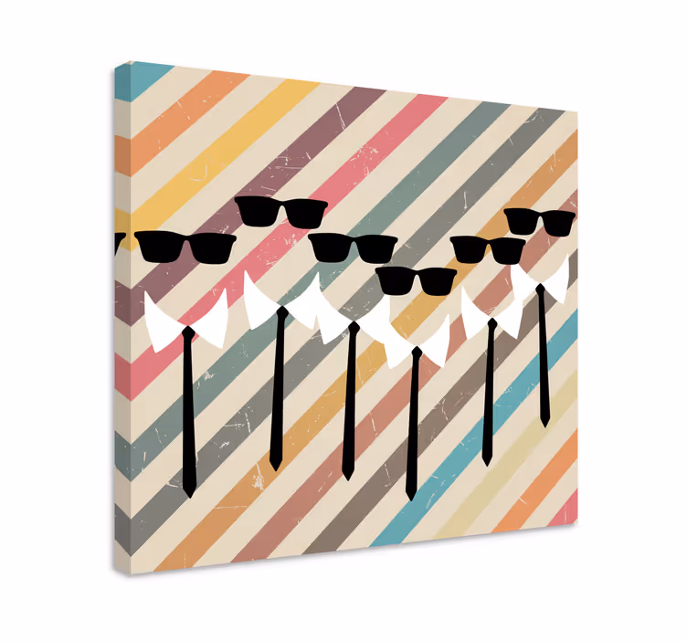 Floral canvas wall art of trendy figures in sunglasses - TenStickers