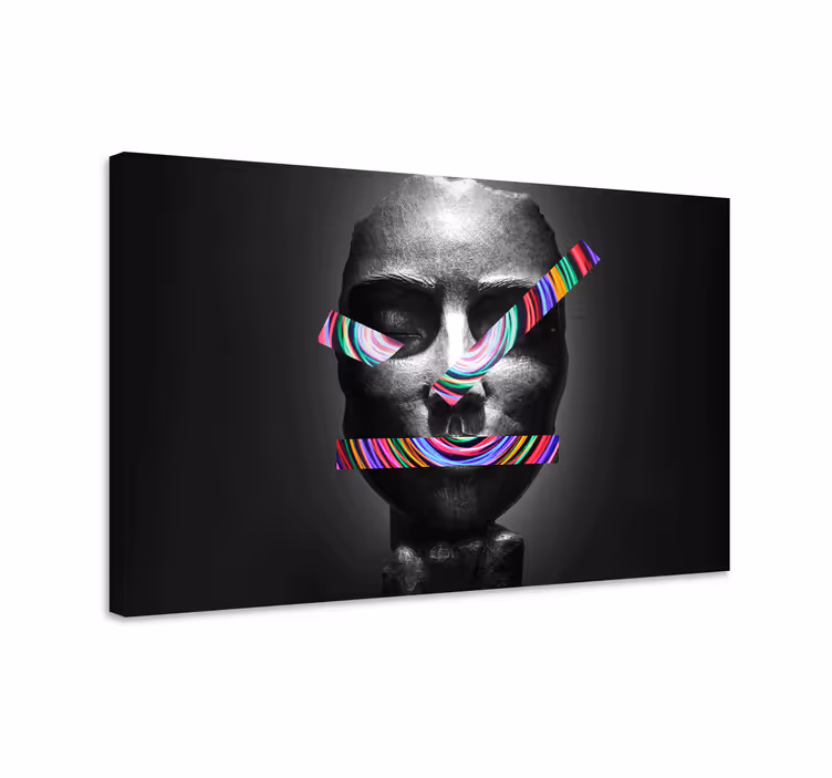 Face statue with psychedelic stripe canvas - TenStickers
