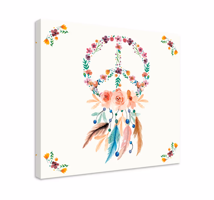 Flowers canvas floral peace design - TenStickers