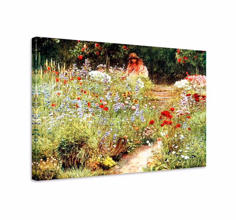 Flowers canvas girl surrounded by blooms - TenStickers
