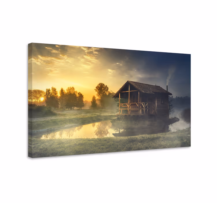 Cottagecore evening landscape canvas. - TenStickers