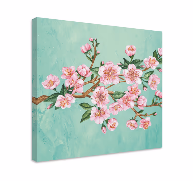 Flowers canvas sakura blossom stem artwork - TenStickers