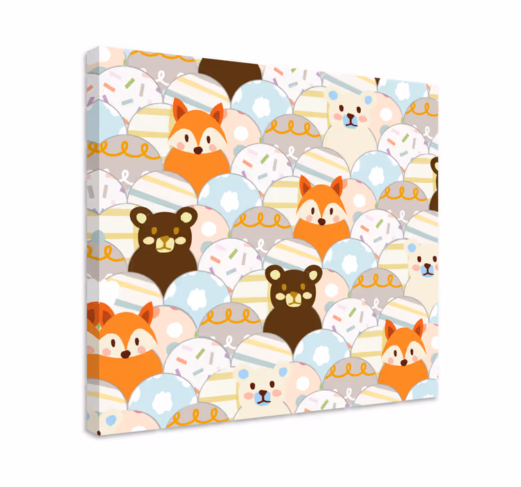 Canvas character cute animal faces - TenStickers