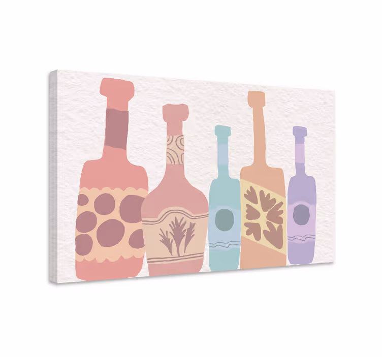 Ornamental canvas print of colorful bottle silhouettes - TenStickers