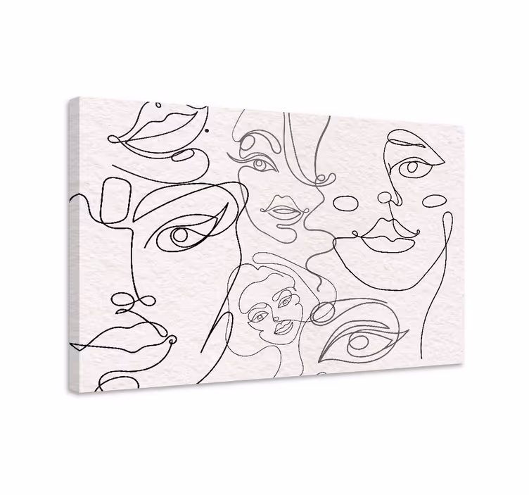 People canvas continuous line faces art - TenStickers
