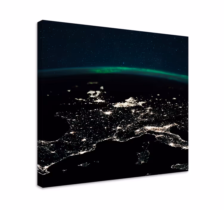 World map wall art aerial night view - TenStickers