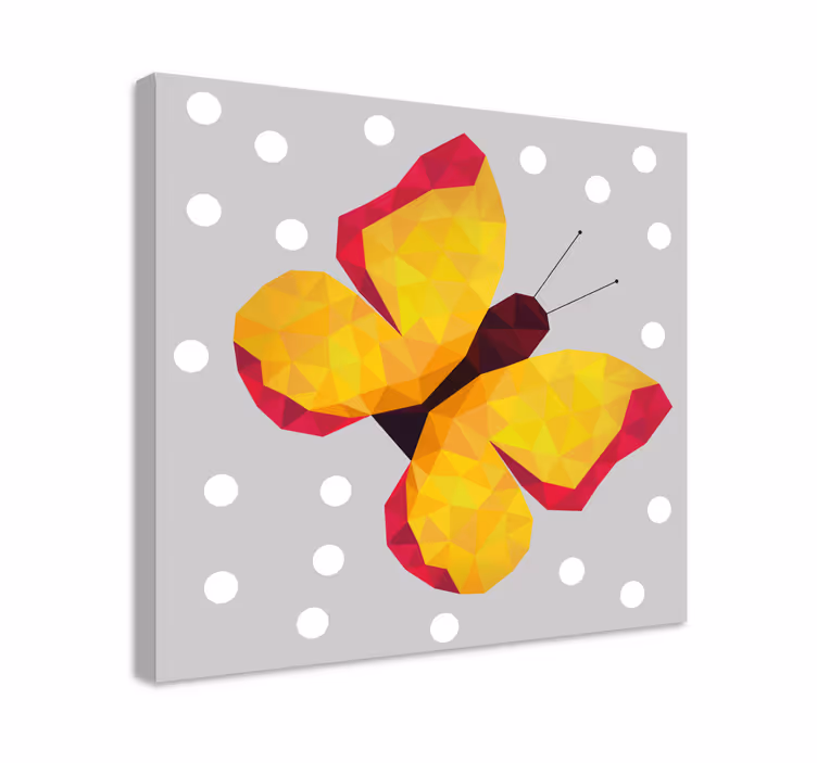 Yellow geometric wings butterfly canvas - TenStickers
