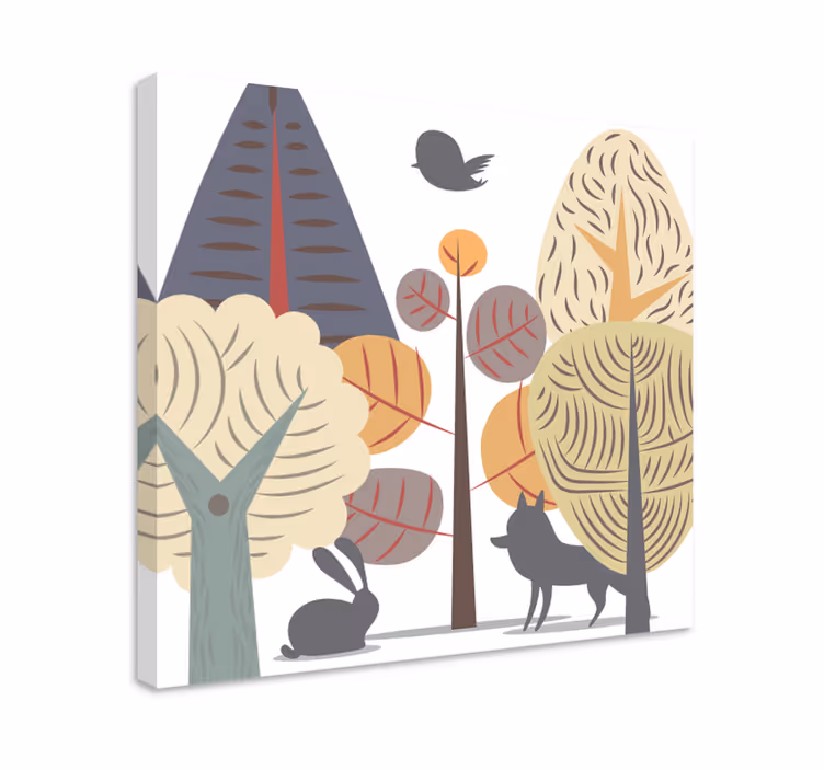 Flowers canvas whimsical forest landscape - TenStickers