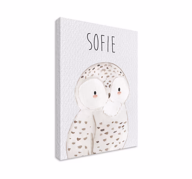 Owl portrait with name childrens wall art canvas - TenStickers
