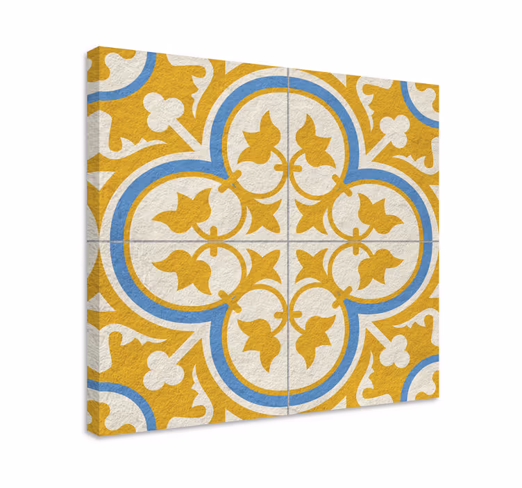 yellow hydraulic tile retro canvas - TenStickers