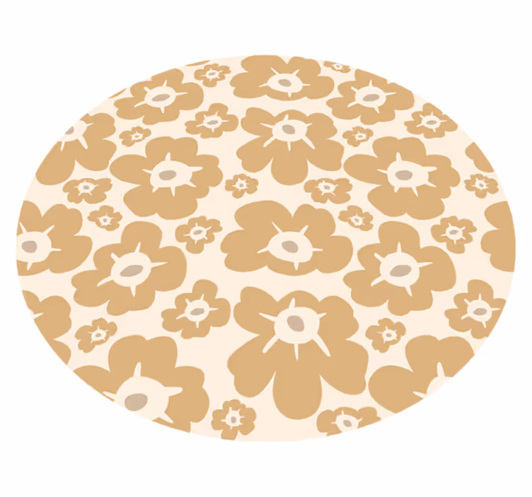 Beige poppies flower vinyl rug - TenStickers