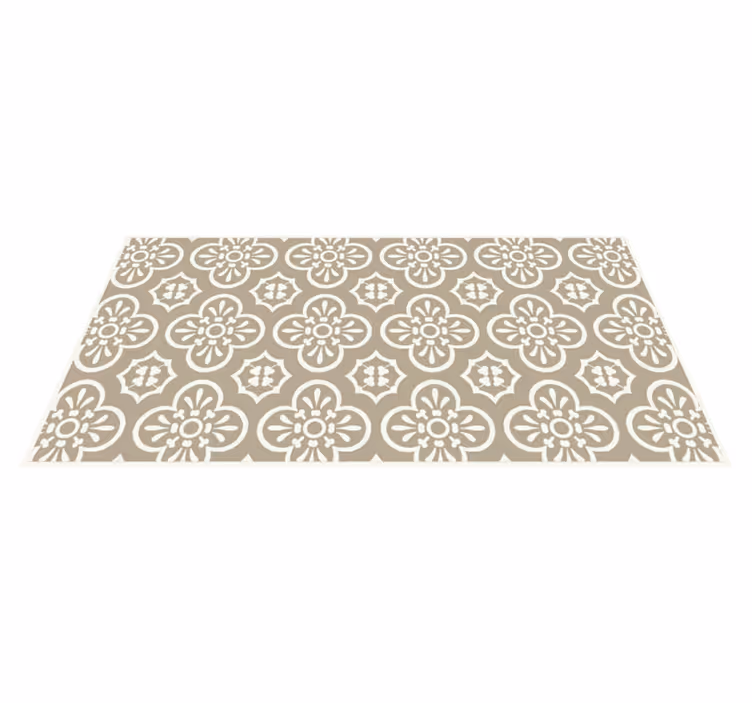 Monochromatic Encaustic Border dining room vinyl rug - TenStickers