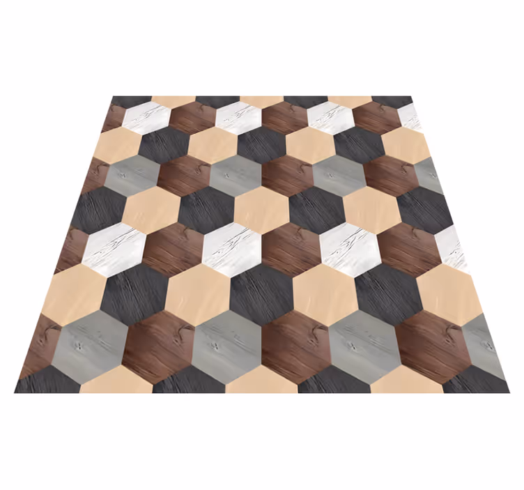 Kitchen vinyl rug mixed wood hexagons design - TenStickers